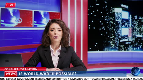 Newscaster-reveals-world-conflict